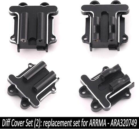 Diff Cover Set (2PCS) Aluminum Upgrade Parts for Arrma 1/18 Granite Grom Mega 380 Brushed 4X4 Monster Truck & Typhon Grom Mega 380 Brushed 4X4 Small Scale Buggy & 1/12 AWD NASCAR RC Race Car, (Black) in Kuwait
