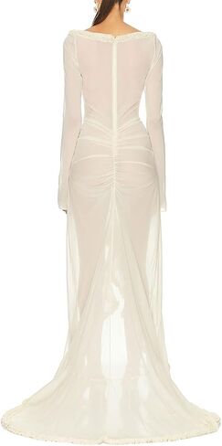 Women Sexy Mesh Sheer Maxi Dress Y2k Floral See Through Low Cut Dress Backless Bodycon Long Dress Party Dress in Saudi Arabia