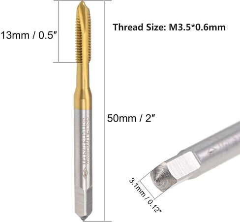 2pcs M8 x 1.25 mm Spiral Point Tap with H2 Tolerance, High Speed Steel Titanium Coated Right Hand Thread Tap for Making New Thread and Repairing Damaged Threads in Saudi Arabia