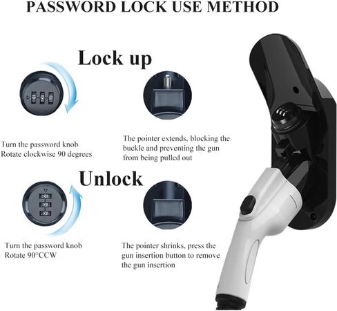 J1772 EV Charger Nozzle Holster Dock, with Anti-Theft Password Lock, Electric Vehicles J1772 Charging Gun & Cable Holder Security Wall Mount Dock for All J1772 EVs Models in Saudi Arabia