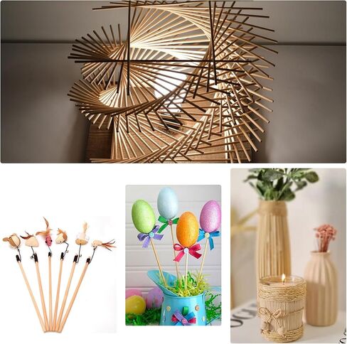 60Pcs Wooden Dowel Rods 1/4 x 12 Inch Bamboo Sticks Natural Wood Dowels Unfinished Hardwood Sticks for Craft and DIY Projects in Saudi Arabia