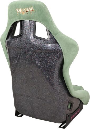 NRG Innovations FRP-302OL-PRISMA Prisma Fixed Back Bucket Racing Seat with Bottom Mount Bracket, Olive Color/Mix Sparkled Paint Back in Saudi Arabia