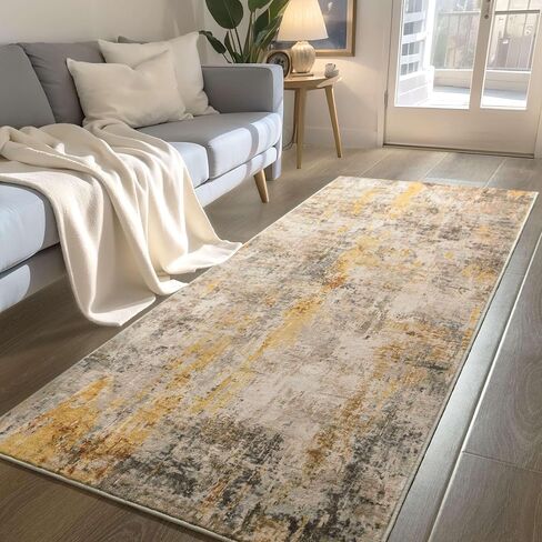 Runner Rug for Hallways Kitchen Runner Rug Non Slip 2'6''x8' Washable Grey Long Runner Rugs with Rubber Backing Soft Abstract Carpet Runner for Entryway, Kitchen, Bedroom, Bathroom in Saudi Arabia