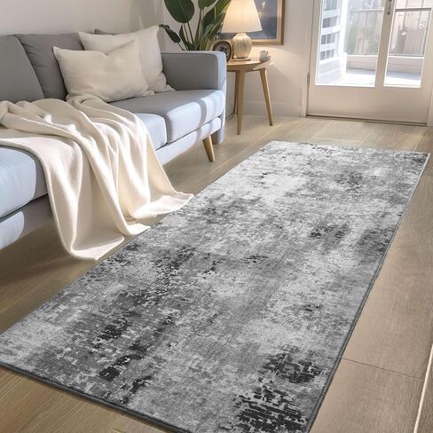 Runner Rug for Hallways Kitchen Runner Rug Non Slip 2'6''x8' Washable Grey Long Runner Rugs with Rubber Backing Soft Abstract Carpet Runner for Entryway, Kitchen, Bedroom, Bathroom in Saudi Arabia