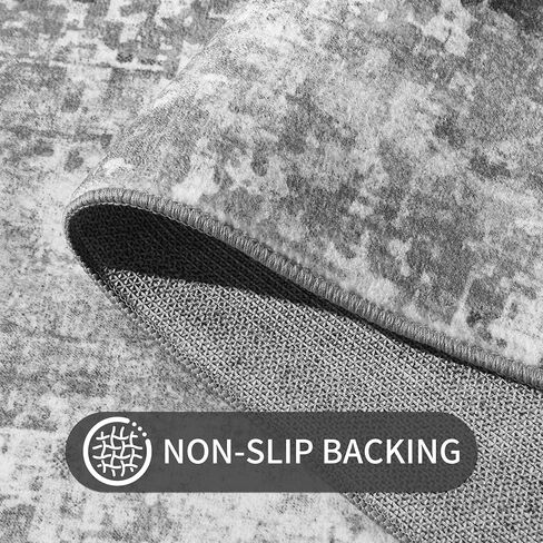 Runner Rug for Hallways Kitchen Runner Rug Non Slip 2'6''x8' Washable Grey Long Runner Rugs with Rubber Backing Soft Abstract Carpet Runner for Entryway, Kitchen, Bedroom, Bathroom in Saudi Arabia