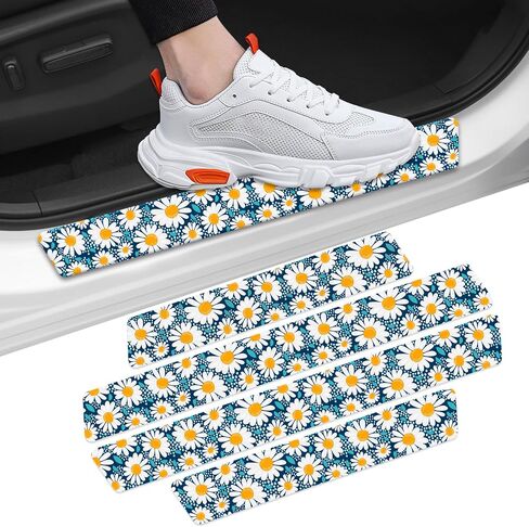 Painting Roses Door Sill Protectors, Front/Rear Absorbent Rubber Car Door Sill Protector Door Entry Guard Door Sill Protector 23.6 X 2.76 in Fit for Car SUV Truck Universal - 4Pcs in Saudi Arabia