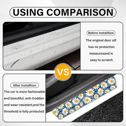 Painting Roses Door Sill Protectors, Front/Rear Absorbent Rubber Car Door Sill Protector Door Entry Guard Door Sill Protector 23.6 X 2.76 in Fit for Car SUV Truck Universal - 4Pcs in Saudi Arabia