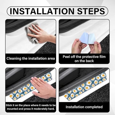 Painting Roses Door Sill Protectors, Front/Rear Absorbent Rubber Car Door Sill Protector Door Entry Guard Door Sill Protector 23.6 X 2.76 in Fit for Car SUV Truck Universal - 4Pcs in Saudi Arabia