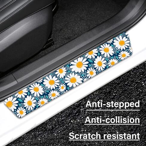 Painting Roses Door Sill Protectors, Front/Rear Absorbent Rubber Car Door Sill Protector Door Entry Guard Door Sill Protector 23.6 X 2.76 in Fit for Car SUV Truck Universal - 4Pcs in Saudi Arabia