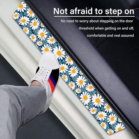 Painting Roses Door Sill Protectors, Front/Rear Absorbent Rubber Car Door Sill Protector Door Entry Guard Door Sill Protector 23.6 X 2.76 in Fit for Car SUV Truck Universal - 4Pcs in Saudi Arabia