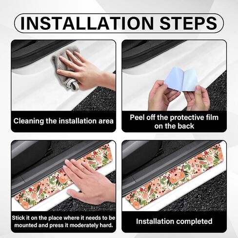 Painting Roses Door Sill Protectors, Front/Rear Absorbent Rubber Car Door Sill Protector Door Entry Guard Door Sill Protector 23.6 X 2.76 in Fit for Car SUV Truck Universal - 4Pcs in Saudi Arabia