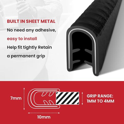 (Black) Car Door Protector Edge Guards Automotive Car Door Protector Vehicle Rubber Edge Trim Seal Strip Fits U Shape Car Door Edge Guards Bendable & Adjustable Sizes 16.5FT(5M) in Saudi Arabia