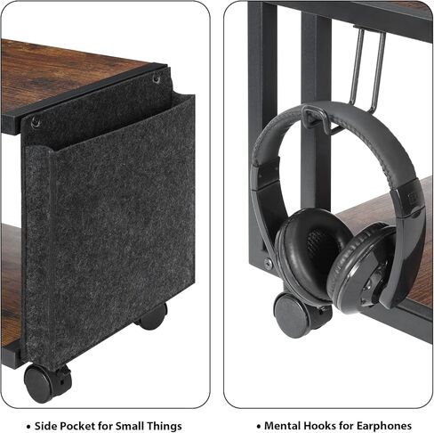 Printer Cart, Printer Stand Rack with Wheels, Under Desk Printer Table with Storage Bag, 2 Tier Printer Holder Organizer Shelf for for Scanner Fax Machine in Kuwait