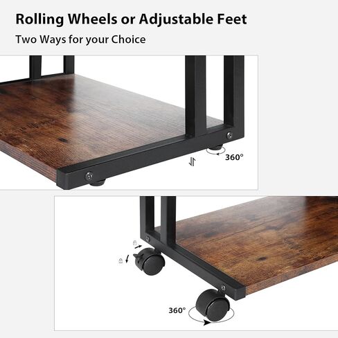 Printer Cart, Printer Stand Rack with Wheels, Under Desk Printer Table with Storage Bag, 2 Tier Printer Holder Organizer Shelf for for Scanner Fax Machine in Kuwait