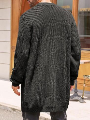 Runcati Mens Cardigan Sweater Casual Cable Knit V Neck Open Front Ribbed Long Winter Sweaters in Saudi Arabia