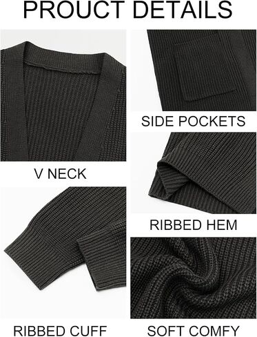 Runcati Mens Cardigan Sweater Casual Cable Knit V Neck Open Front Ribbed Long Winter Sweaters in Saudi Arabia