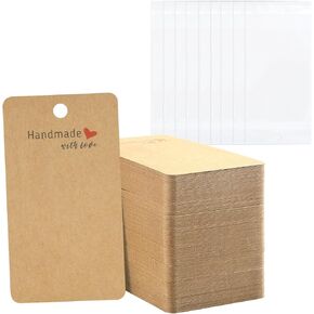 joycraft 100Pcs Earring Display Cards with Bags, 2x3.5 inch Earring Display Holder Cards, White Handmade with Love Earring Tags for Selling, Hanging Earring, DIY Jewelry Crafts, Retail
