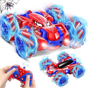 Spider Remote Control Car Toys, Rechargeable 360°Rotating Double Sided RC Stunt Cars with Cool Lights, 4WD Off-Road Drift Toys, 2.4Ghz Monster Truck Hobby RC Cars Toys for 4-6 5-7 8-12 Boy Girl