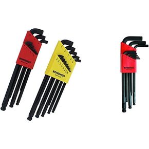 Bondhus 20599 0.050-3/8" & 1.5-10mm Stubby Ball End Hex Key DoublePK & EKLIND 17222 Double-Ball-Hex L-Key allen wrench Combo- Extra Long Inch/MM (2 sets 22pc) Pack of 1