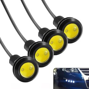 4Pcs 18mm Black shell DC 12V Eagle Eye LED Car Fog DRL Daytime Running Light Backup Reverse Tail Rock Lights Headlights Small bulb use for car and motorcycle (Warm White) in Saudi Arabia