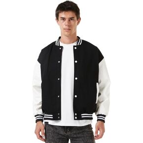 Men's Fashion Varsity Jacket Causal Slim Fit Letterman Baseball Bomber Jackets Windbreaker Lightweight Coat