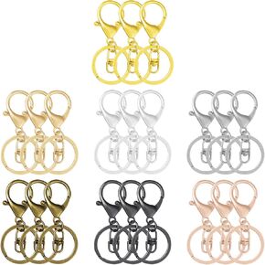 Ximalun 40pcs جراد البحر مخلب المشبك سلسلة المفاتيح، المشابك الدوارة هوك المعادن جراد البحر المشبك مفتاح حلقة حلقة مفتاح مع شقة تقسيم حلقة دوارة المشابك للمجوهرات المفاتيح DIY الحرف اليدوية صنع (4 ألوان) (ق)