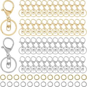 40pcs Lobster Claw Clasps Keychain for Jewelry Making,Metal Swivel Clasps Swivel Clasps Hook Clips Key Ring Loop Key with Flat Split Ring Swivel Trigger Clips for Jewelry Making DIY Craft(4 Colors) in Kuwait