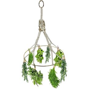 Herb Dryer Handmade Plant Drier Rack Kit Flower Drying Hanging Holder Decorative Hanger with Hooks for Herb and Spices Drying, Gold