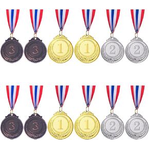 63 Pieces Metal Gold Silver Bronze Award Medals 1st 2nd 3rd Place Winner Awards with Neck Ribbon for Competitions, Sports, Party, Prizes, 2 Inches