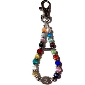 Cancer awareness beaded keychain, 5 inches long, hooks to anything. Can carry multiple keys.