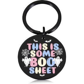 ZZP Boo Basket Stuffers for Women Her Kids Spooky Halloween Keychain Cute Girly Keychain Halloween Basket Stuffers for Her Boo Basket Ideas for Women Spooky Basket Stuffers for Adults Kids