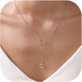 Initial Heart Necklace for Women 14k Gold Plated Cubic Zirconia Letter Pendant Necklace Dainty Necklaces for Women Trendy Y Necklace Fashion Gold Jewelry Gifts