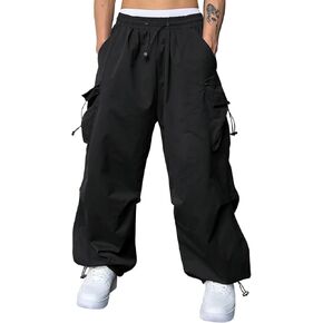JMIERR Men's Baggy Cargo Pants Trendy Casual Parachute Pant Loose Fit Harem Joggers with Pockets for Streetwear