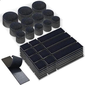 Hook and Loop Strips with Adhesive, and Square Circle, Strong Adhesive Backing Mounting Tape for Home or Office Use, Black 72 Sets