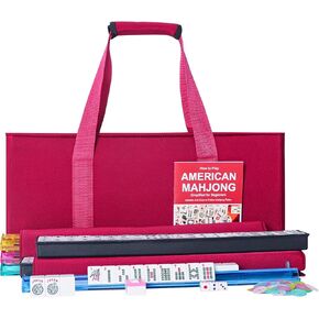 ZGME American Mahjong Set,166 Premium White Tiles with Red Soft Bag and Accessories,4 All-in-One Mahjong Racks with Pushers,Complete Western Mah Jongg,Mah-Jongg,Ma Jong Set