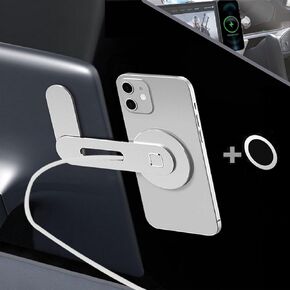 MEHIDFY Magnetic Wireless Car Charger Mount for Tesla Model 3/X/Y/S, 15W Fast Charging Foldable Tesla Phone Holder, Compatible with MagSafe Case and iPhone 12/13/14 Pro Max Mini, 360° Rotation