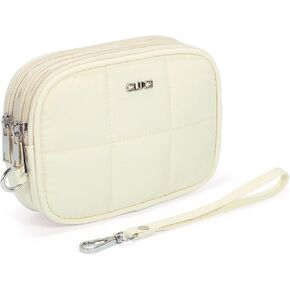 CLUCI Wristlet Wallet Credit Card Holder with Large Capacity 3 Zipper Purse Nylon Quilted Clutch Wallet for Women