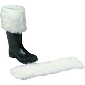 Luxurious Long Hair Plush Boot Cuff #666 - Halco Santa Claus Costume White Velro Closure Foot Straps Shoes Mrs