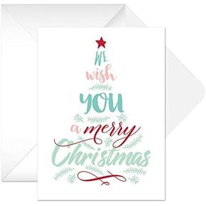 Canopy Street Joyful Watercolor Wreath Christmas Cards / 25 Joy Holiday Cards with Matching Envelopes