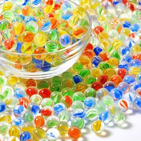 Sotiff 5000 Pcs Colorful Glass Marbles 0.55 Inch Petal Marbles Bulk Translucent Beautiful Small Marbles for Summer Kids Marble Games Chinese Checkers DIY Home Decoration, 4 Colors