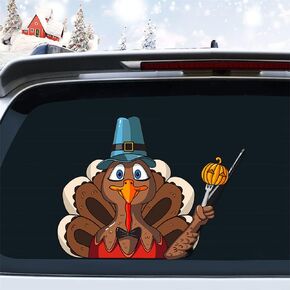 Thanksgiving Decoration Turkey Rear Wiper Decal Waterproof Waving Arm Wiper Sticker Funny Car Window Decor Reusable Rear Windshield Wiper Sticker Car Styling