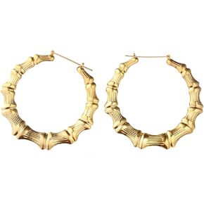 Gold Silver Plated Big Bamboo Hoop Earrings Large Old English Babygirl Earrings Big Hollow Round Circle Baby Word Earrings 80s 90s Hip-Pop Style Party Jewelry