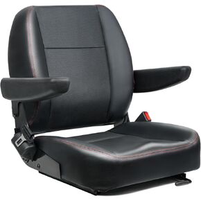 Universal Forklift Seat, Fold Down Tractor Seat with Adjustment Armrest, Safety Belt and Operator Position Switch, Excavator Skid Loader Backhoe Dozer Telehandler