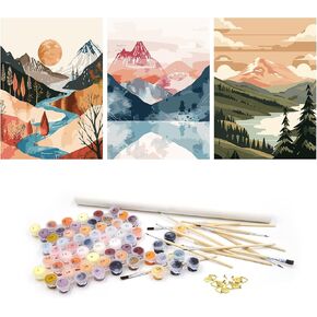 3 Pack Paint By Numbers Kit for Adults - Landscape Adult Beginner Diy Acrylic Pigment Canvas Easy Paint By Numbers - Suitable for Home Space Wall Decoration - 12x16 Inch Arts and Crafts for Adults