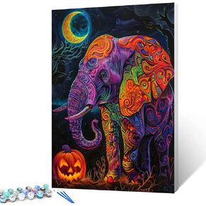 Halloween Cat with Sunflowers Painting Paint by Number Day of the Dead Animal White Cat DIY Painting with Brushes Acrylic Paints Paint by Numbers for Adults and Kids Beginner 16x20 Inch（without Frame）