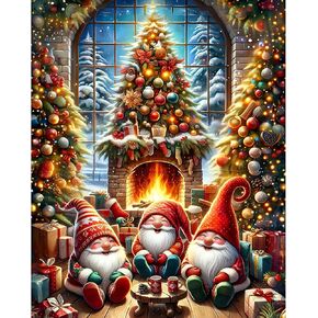Christmas Paint by Numbers Kit,Christmas Gnome Paint by Number Kits for Adults,Gnomes Adults Paint by Numbers Kits on Canvas Without Frame Oil Painting Acrylic Paints for Home Wall Decor 16X20inch