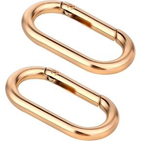2 Pcs Spring O Ring Clip for Purse Strap Oval Snap Clip Gold Key Rings for Keychain Alloy Round Buckle Key Hook Purse Strap Extender Clip for Keys, Bag, Handbag, Crafts 1.93"×0.94"
