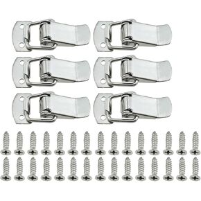 RLECS 6PCS 47.6mm/1.87inch 304 Stainless Steel Spring Loaded Buckle Silver Duckbill Buckle Small Latch Clip Suitable for Wooden Box Drawer DIY Box and Mechanical Equipment