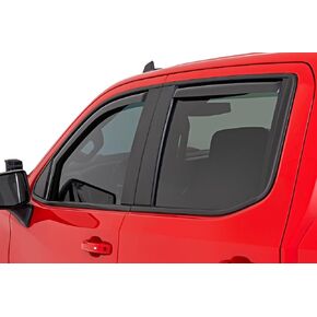 Rough Country Side Window Rain Guards for Chevy Silverado/GMC Sierra 1500/2500HD/3500HD (2019-2024) Crew Cab - Low Profile Window Visors & in Channel Rain Guards for Trucks, 4 Pc.