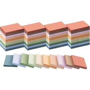 (50 Pads) Sticky Notes 1.5x2, Vintage Colors, 10 Colors Self Sticky Notes, Sticky Pads, Recyclable, Self-Stick Pads, Easy to Post for Home, Office, Notebook
